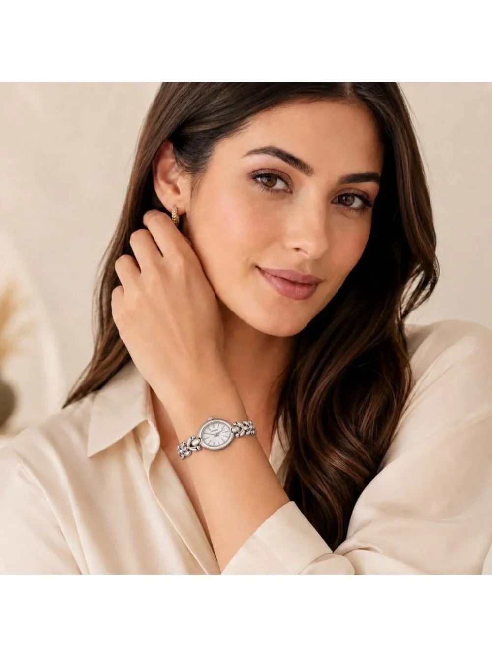 Women's Silver Dainty Oval Adjustable Bracelet Vintage Stylish Dress Wrist Watch